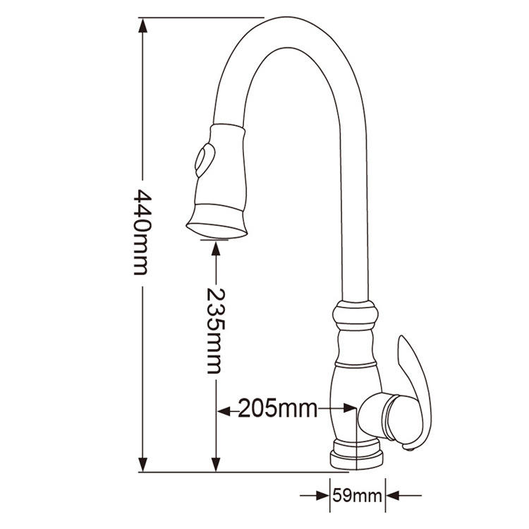 Single Handle Pull-out Kitchen Faucet Single Hole Handle 360 Degree Swivel Faucet