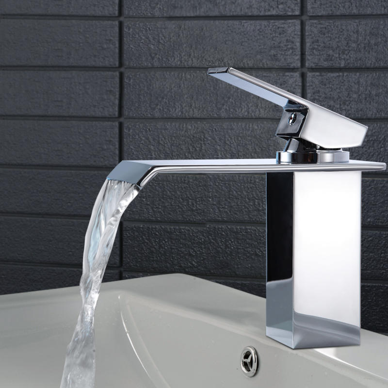 Basin Faucets Waterfall Faucet Single Handle Basin Hot and Cold Mixer Bathroom Tap Sink Chrome
