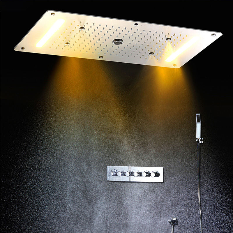 Bathroom Shower Set Accessories Faucet Panel Tap Hot and cold water Mixer LED Ceiling Shower Head Rainfall Waterfall Shower