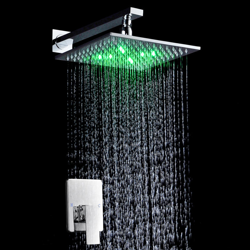 10inch LED Shower Set Wall Mounted Embedded Box Shower Head Powered by Water Luxury Rainfall Saving Water Bath Shower Faucets