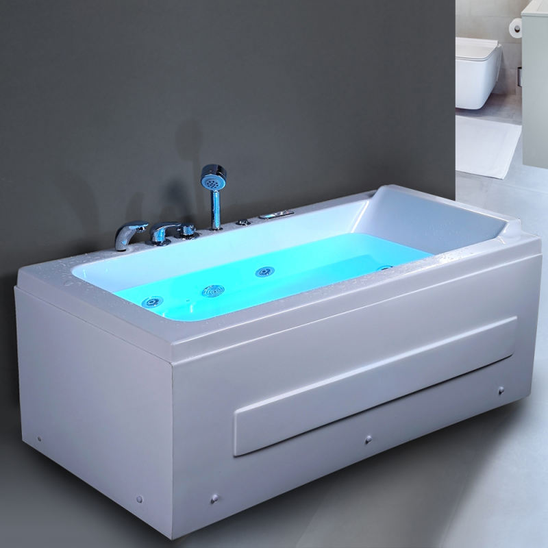 LED Shower Bathtub Color Bath Hydromassage Tub Acrylic Surfing Massage Square Bathtub Free Standing