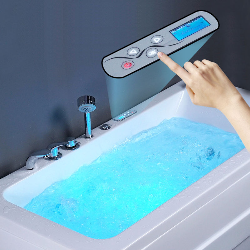 LED Shower Bathtub Color Bath Hydromassage Tub Acrylic Surfing Massage Square Bathtub Free Standing