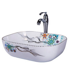 Art Ceramic Sink Washbasin Glaze Spraying Luxury Lavatory Bathroom Countertop Basin Toilet Sink Mixed Faucet Shampoo Basin