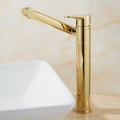 Bathroom Basin Faucet Hot & Cold Water Sink Mixer Faucet Brass Swivel Lavatory White Baked Water Crane Faucet Single Handle Floor Mount