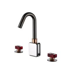 Bathroom Widespread Sink Faucet Double Glass Handle Solid Brass