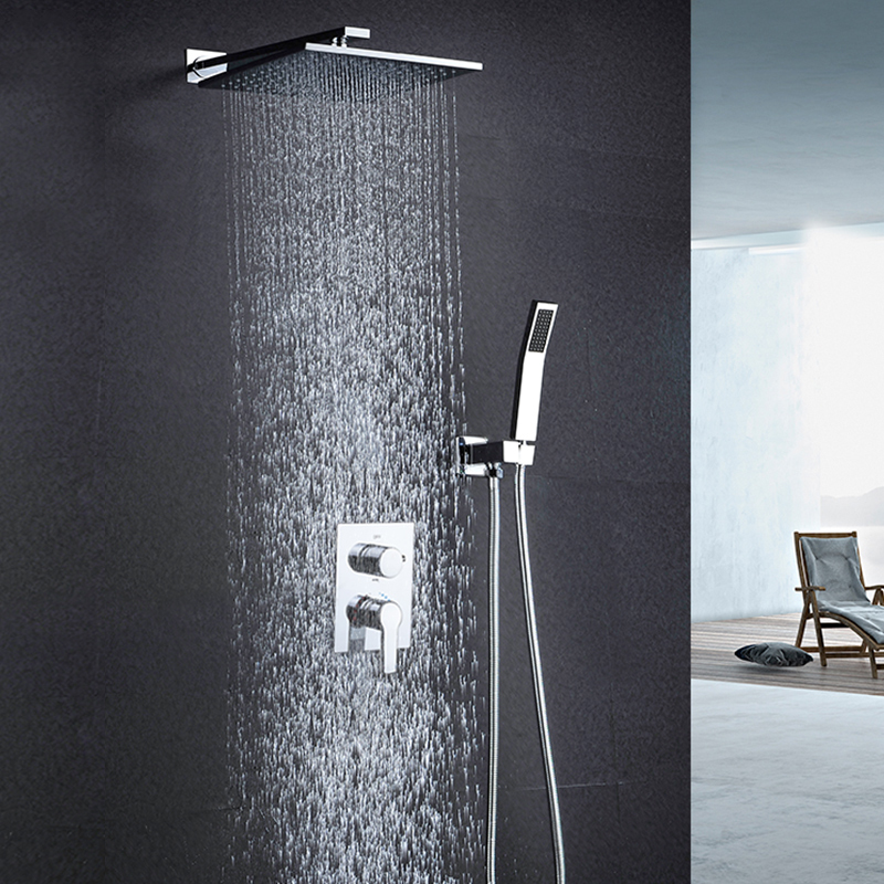 Polished Chrome Shower System 12 Inch Luxury Rain Mixer Shower Combo Set store