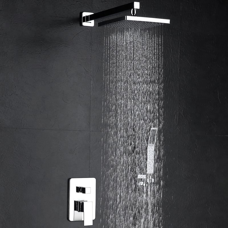Bathroom Luxury Shower System Set Wall Mounted Rainfall Shower Head System Chrome