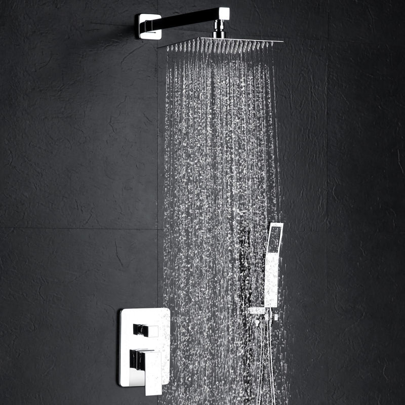 Bathroom Luxury Shower System Set Wall Mounted Rainfall Shower Head System Chrome