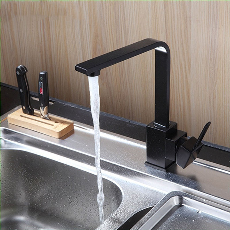Kitchen Faucets Brass Worktop Faucet 360 Rotate Swivel Single Handle Black Mixer