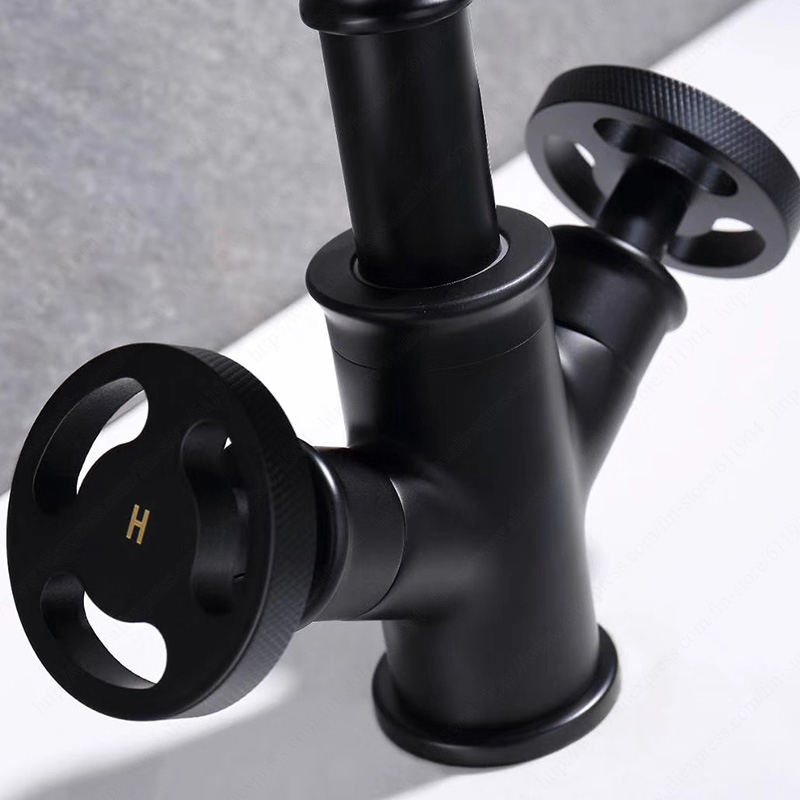 Industrial Style Brass Black Bathroom Sink Basin faucet