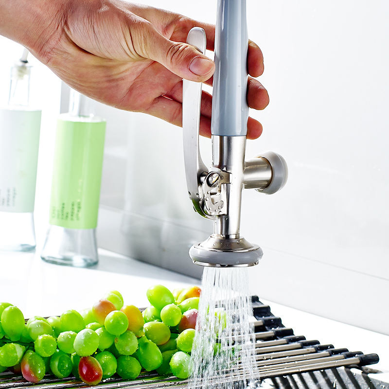 Pull Down Pre-rinse Spring Sprayer Brush Nickle  Kitchen Sink Faucet with Deck Plate Solid Brass