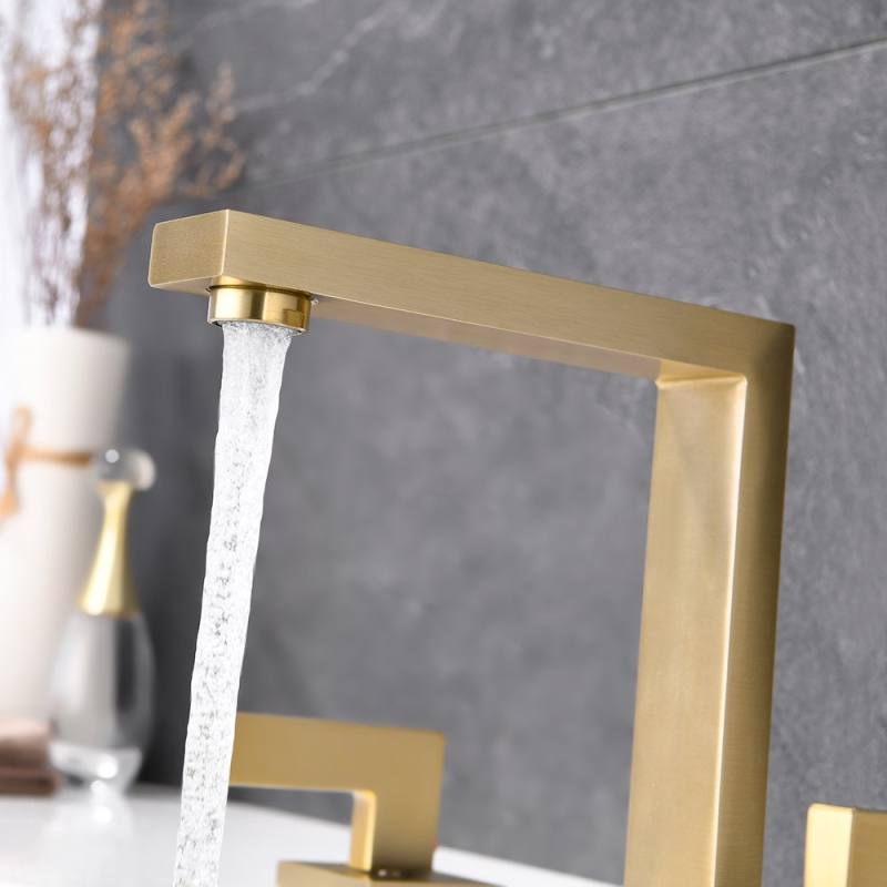 Solid Brass Double Handle Basin Faucet Wide Bathroom Faucet Mixing Faucet - Matte Black/Chrome/Brushed Gold