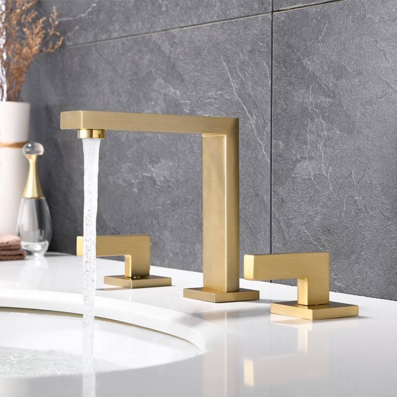 Solid Brass Double Handle Basin Faucet Wide Bathroom Faucet Mixing Faucet - Matte Black/Chrome/Brushed Gold