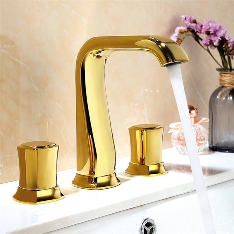 Widespread basin bathroom sink faucet brass three holes mixer faucet