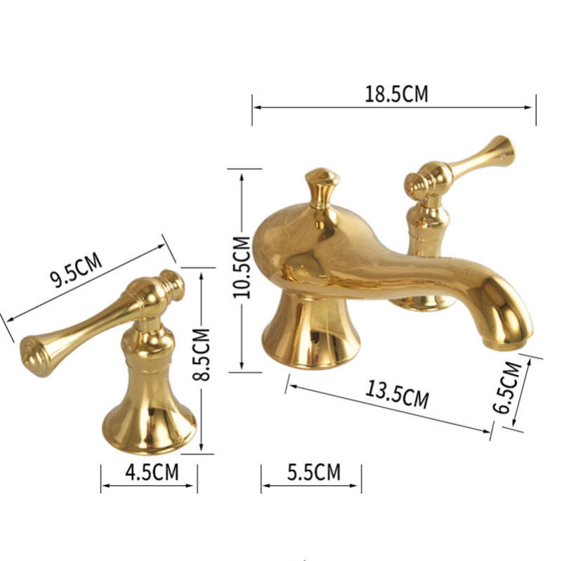 Luxury Gold Bathroom Sink Faucet Magic Light Design 2 Handle 3 hole