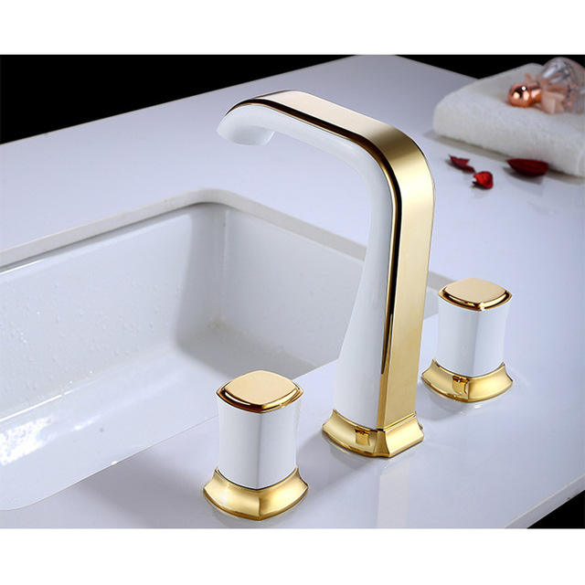 Widespread basin bathroom sink faucet brass three holes mixer faucet