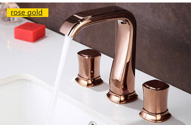 Widespread basin bathroom sink faucet brass three holes mixer faucet