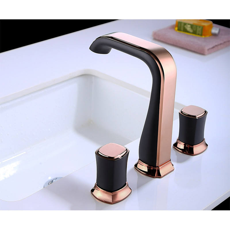 Widespread basin bathroom sink faucet brass three holes mixer faucet