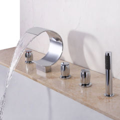 Deck Waterfall Bathtub Faucet Wide Bathtub Sink Faucet Mixing Faucet Chrome Plated Brass