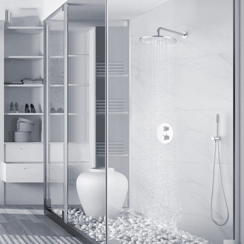 Thermostatic dual shower system 8" or 10" brass shower set