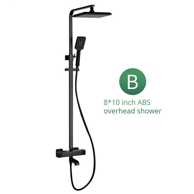 Retro Bathroom LED Black Shower Set Wall Mounted 10" Rain Shower Faucet Triple Function Mixing Valve Set System