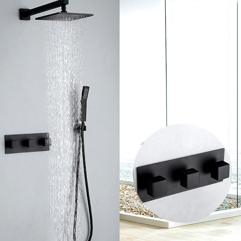 Bathroom Shower Faucet Set Rain Shower Faucet Wall Mounted or Ceiling Mounted Wall Shower Faucet 10" Shower Faucet - Brush Gold/Black/Chrome