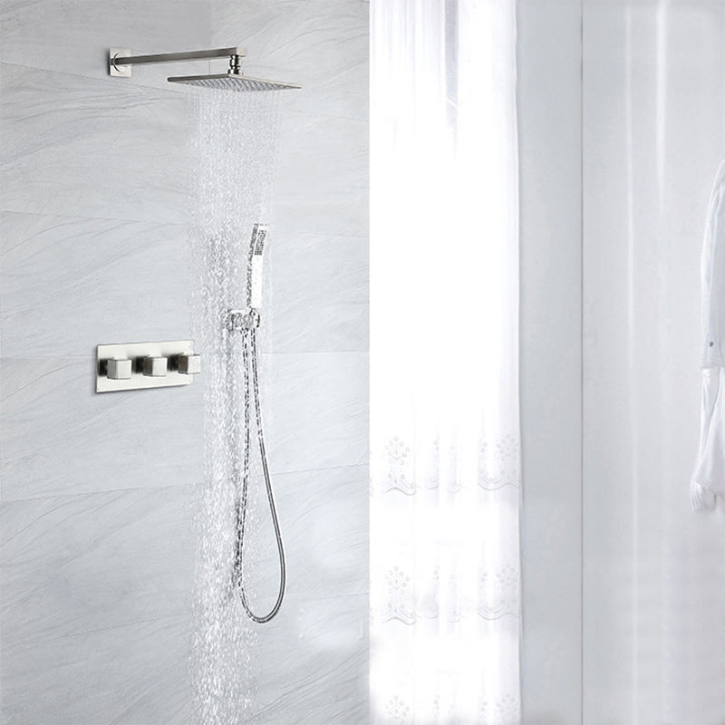 Bathroom Shower Faucet Set Rain Shower Faucet Wall Mounted or Ceiling Mounted Wall Shower Faucet 10" Shower Faucet - Brush Gold/Black/Chrome