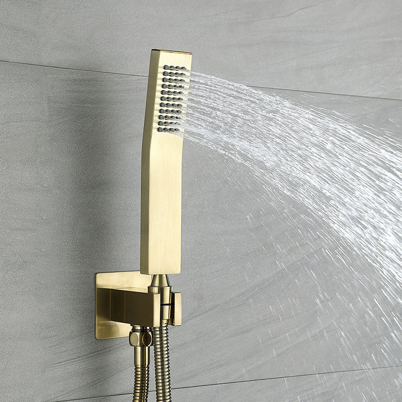 Bathroom Shower Faucet Set Rain Shower Faucet Wall Mounted or Ceiling Mounted Wall Shower Faucet 10" Shower Faucet - Brush Gold/Black/Chrome