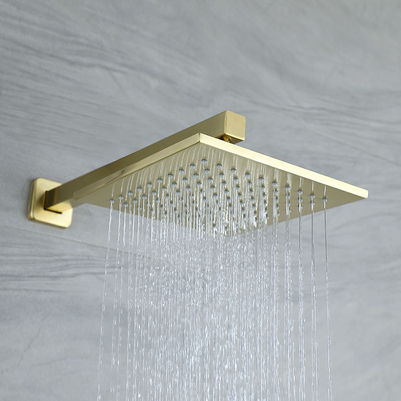 Bathroom Shower Faucet Set Rain Shower Faucet Wall Mounted or Ceiling Mounted Wall Shower Faucet 10" Shower Faucet - Brush Gold/Black/Chrome