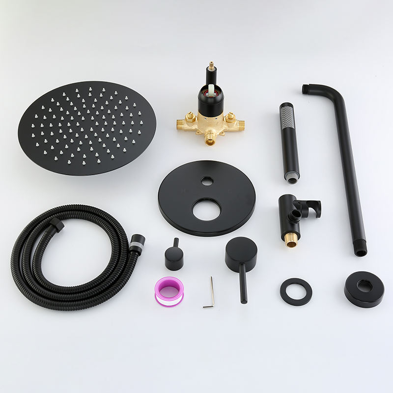 10 Inch Matte black bathtub faucet set waterfall shower system