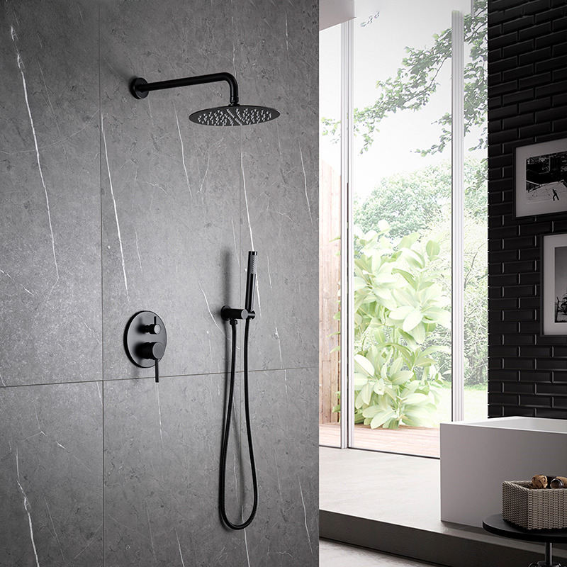 10 Inch Matte black bathtub faucet set waterfall shower system