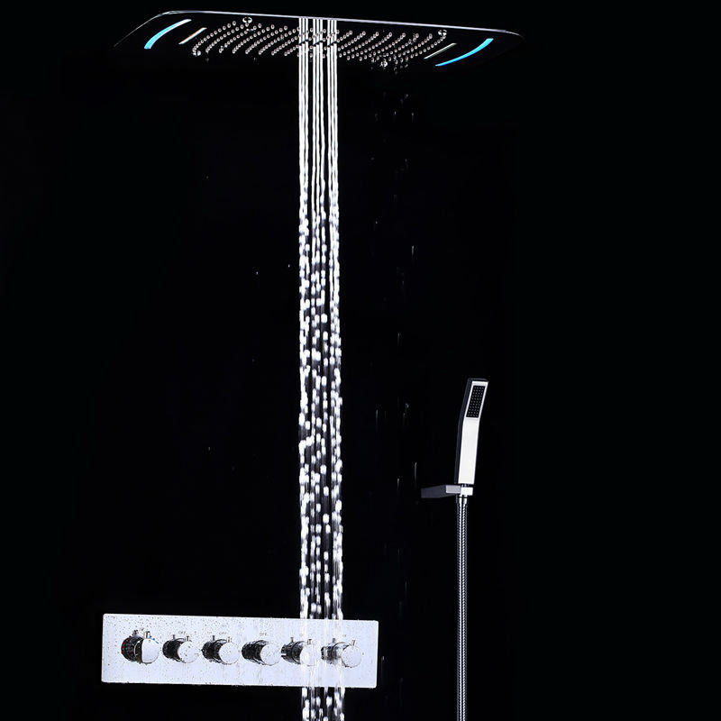 5-function hidden rainfall Mistfall ceiling shower head thermostatic shower set wall-mounted SPA massage shower set