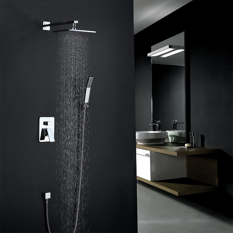 Shower Faucet Chrome Rain Shower Bathroom Concealed Shower Faucet ...