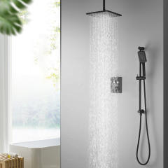 thermostatic multifunctional switch shower system with 10 inch shower head and hand shower Matte black