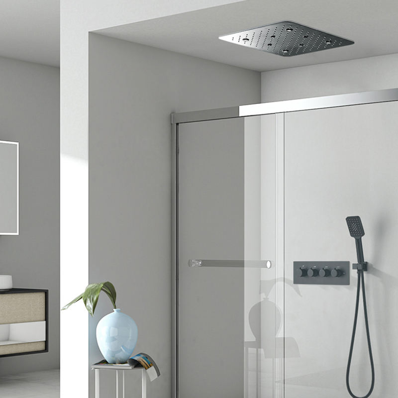 Rain shower system LED shower head thermostatic valve bathtub faucet embedded ceiling shower set stainless steel