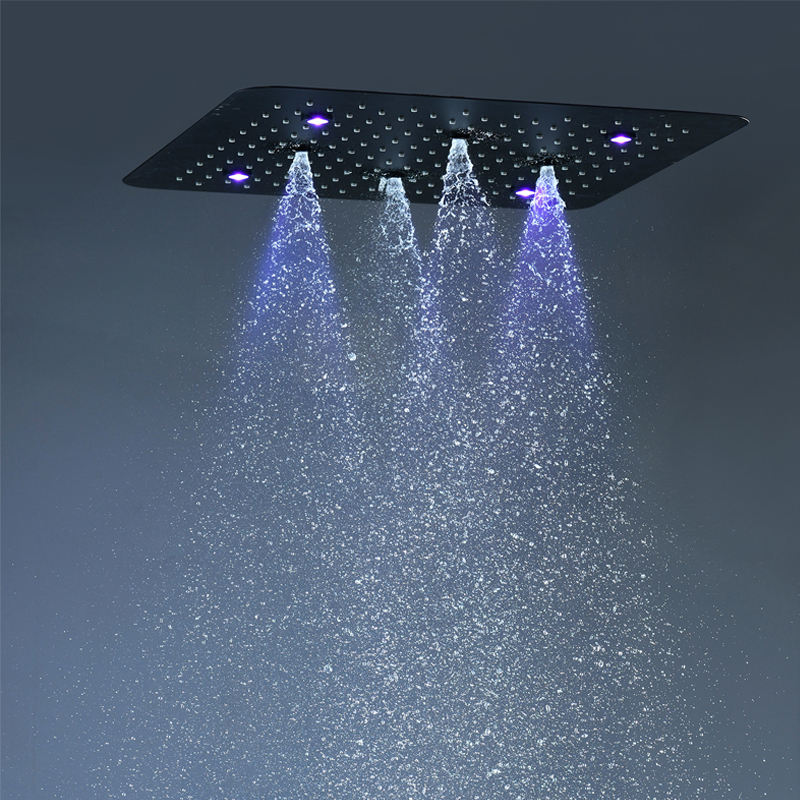 Rain shower system LED shower head thermostatic valve bathtub faucet embedded ceiling shower set stainless steel