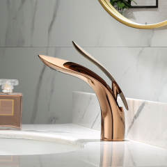 Washbasin faucet hot and cold single handle leaf-shaped deck mounted hot and cold water faucet