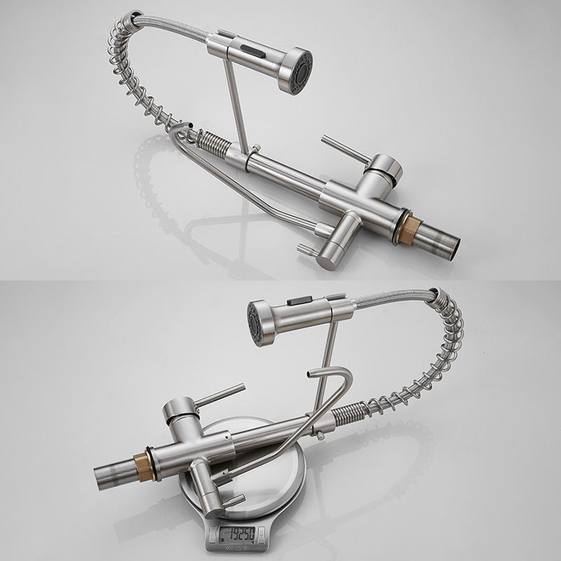 Kitchen faucet pull-down hot and cold water filter faucet for kitchen three-way sink faucet