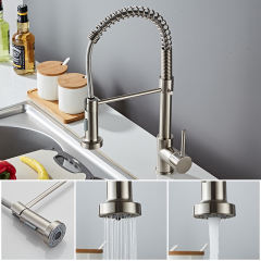 Deck type flexible kitchen faucet pull-out faucet hot and cold faucet spring type with spray faucet faucet