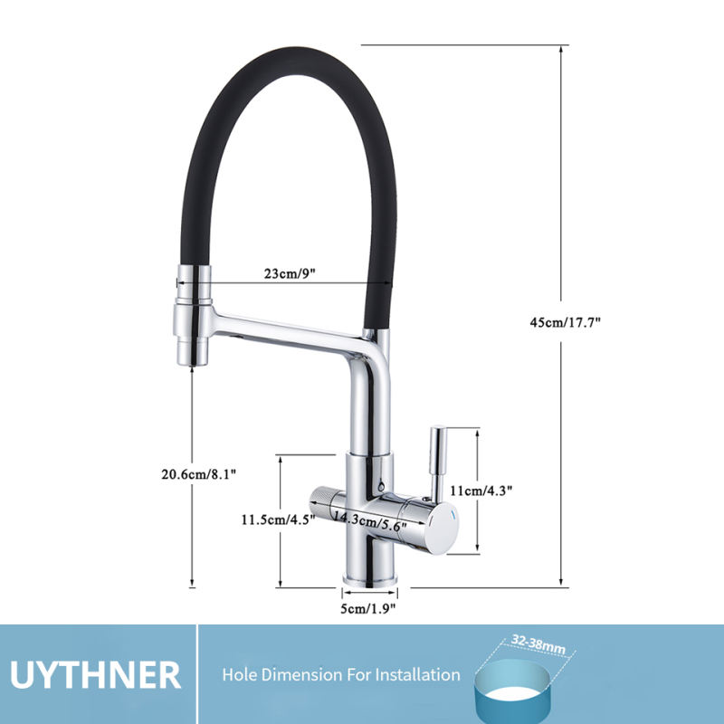 Water purification faucet Double spout filter faucet 360 degree rotating function faucet