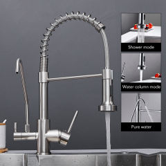 Kitchen faucet pull-down hot and cold water filter faucet for kitchen three-way sink faucet