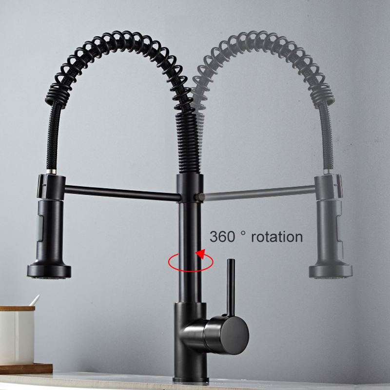Deck type flexible kitchen faucet pull-out faucet hot and cold faucet spring type with spray faucet faucet