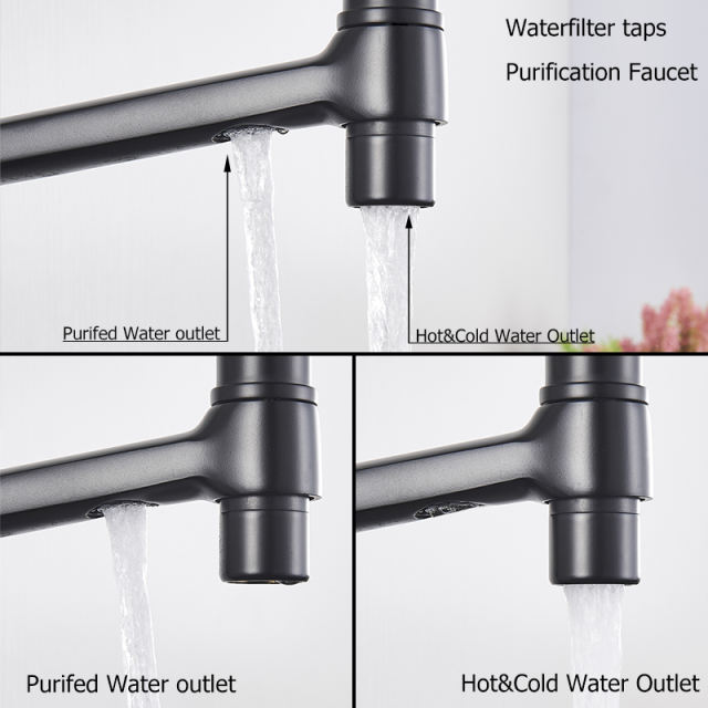 Water purification faucet Double spout filter faucet 360 degree