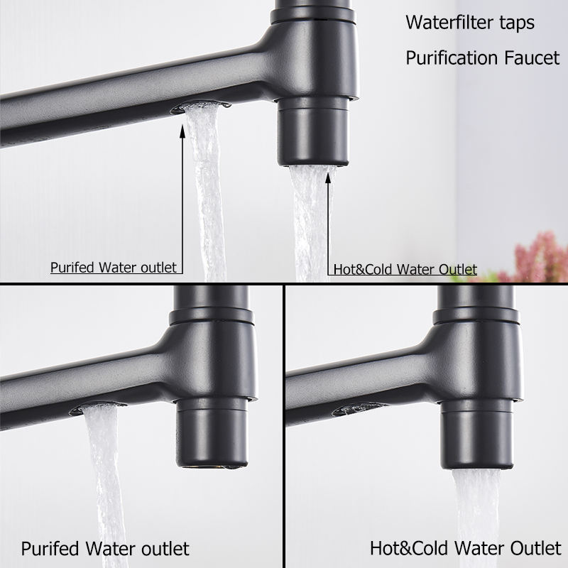 Water purification faucet Double spout filter faucet 360 degree rotating function faucet