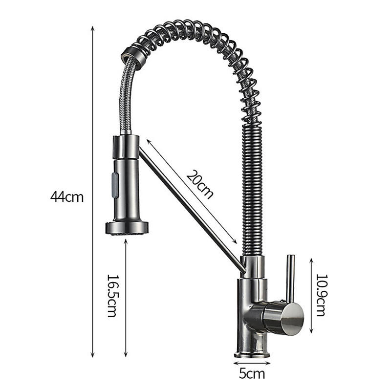 Brushed silver kitchen faucet Deck mixer faucet 360 degree rotating water flow nozzle Kitchen sink hot and cold faucet