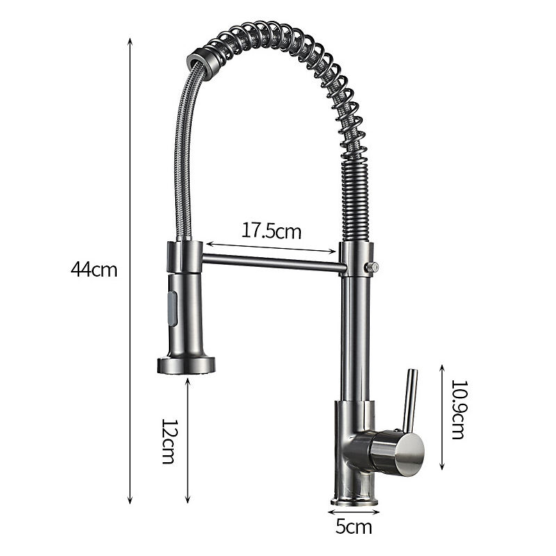 Kitchen faucet brush Brass faucet Kitchen sink single lever pull-out spring spout faucet Hot and cold water faucet