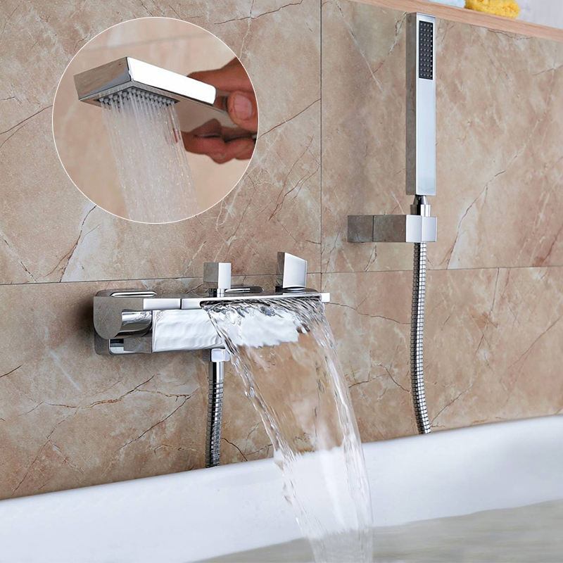 Waterfall Faucet Wall Mount With Handheld Shower