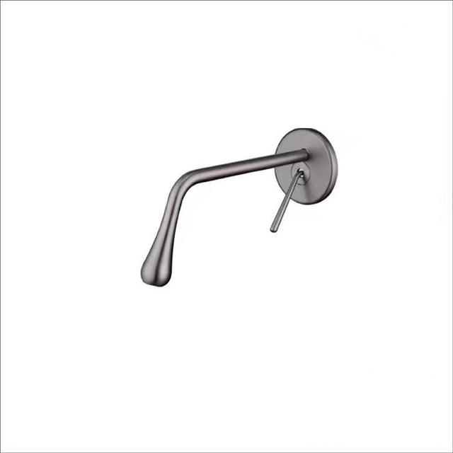 Single Handle 1-Hole Solid Brass Modern Wall-Mount Bathroom Sink Faucet