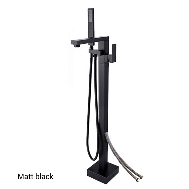 Matte Black Freestanding Bathtub Faucet Tub Filler Floor Mount Bathroom