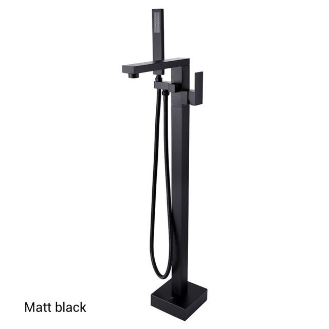 Matte Black Freestanding Bathtub Faucet Tub Filler Floor Mount Bathroom